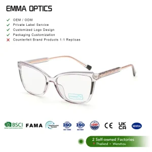 Diamond-Cut Edge Full-Rim Square Optical Frames with Anti-Blue Light PC Lenses for Women