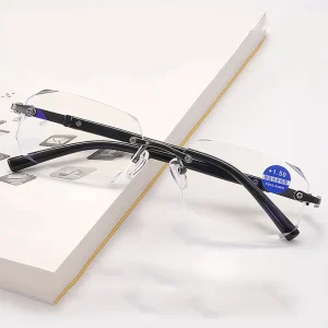 Diamond Face Shape Rimless Reading Glasses Blue Light Blocking Clear Business Reading Glasses for Men