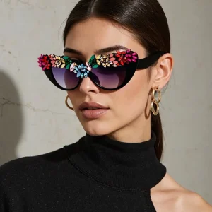 Diamond decorated Sunglasses Personality High Street Sunglasses Women’s Summer Cat Eye Sunglasses