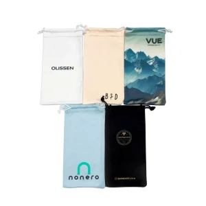 Digital Printing Sunglasses Packaging Sleeve Velvet Drawstring Microfiber Pouch Bag