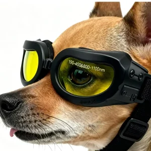 Dog Cat Pets Laser Safety Goggles 190-450nm & 800-1100nm OD4+ Protection Adjustable Strap Fits Multiple Head Sizes