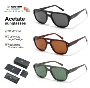 Double Bridge Acetate Sunglasses Men’s High Quality Fashionable Sunglasses with Unique Designer Frame UV400 Optical Attribute