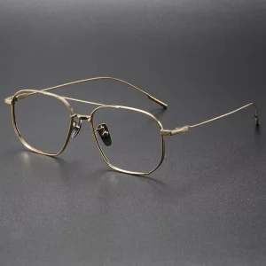 Double-Bridge Black Titanium Eyeglass Frames