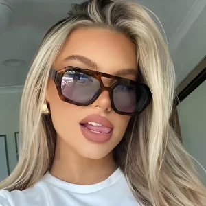 Double-Bridge Irregular Sunglasses