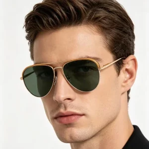 Double-Bridge Metal Sunglasses Classic Retro Pilot Eyewear Outdoor UV400 Protection for Men and Women
