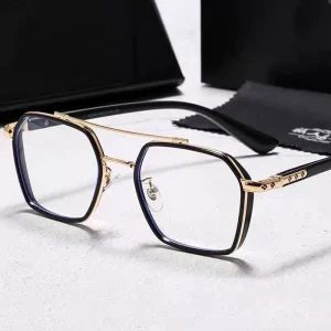 Double-Bridge Vintage Photochromic Black/Gold Reading Glasses for Men Presbyopic Eyewear