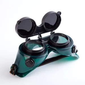 Double Flip Welding Goggles with Impact Resistant Glass Lenses Protective Windproof Safety Glasses Eye Protection