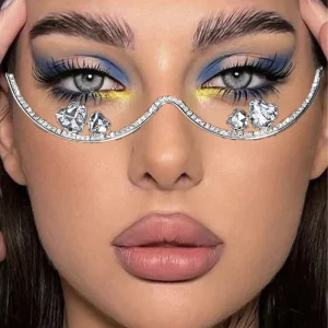 Double Heart Rhinestone Eyeglass Frames Without Lenses