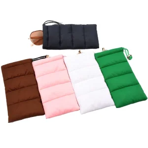Drawstring Eyeglass and Sunglasses Pouch with Down Feathers