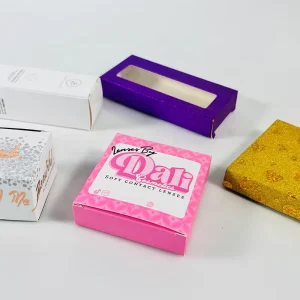 Durable Protective Contact Lenses Storage Box Custom Printed Pink Square Cardboard Box for Soft Color Eye Lenses Cosmetics