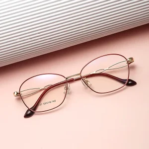 Durable Small Eyeglasses Frame Metal Eyewear Business Style Alloy Eyeglass for Women
