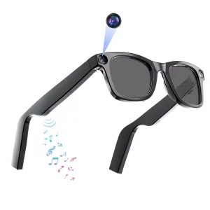 E02 Smart Glasses with 800W Camera 4K Video IPX4 Waterproof Voice Control ChatGPT AI WiFi Transfer for Men Women Outdoor Use