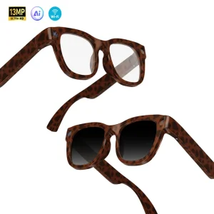 E06D Smart Glasses with Camera, 13MP HD, 290mAh Battery, WiFi 6, TR90 Tortoiseshell Frame, Touch Control, Video Recording
