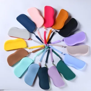 Eco-Friendly Silicone Zipper Glasses Case, Waterproof Dustproof Rectangle Storage Pouch