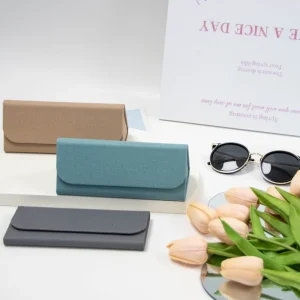 Eco friendly Minimalist Solid Color Foldable Sunglasses Case Portable Magnetic Closure Eyeglass Storage Box