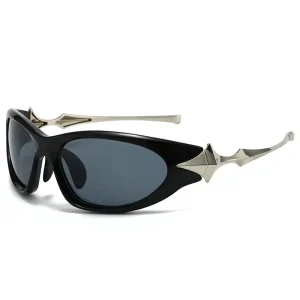 European American Cross border Four pointed Star Sunglasses Edgy Chic Minimalist Comfortable Shades Y2K Cyberpunk Stylehighly