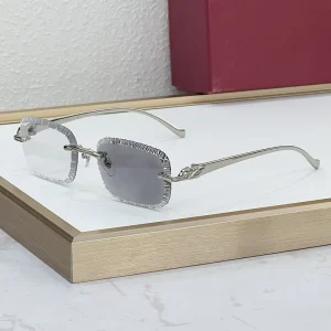 European American Fashion Color Changing CT Square Frameless Sunglasses for Men Women Serrated Edge Model 06591 Cross Border