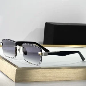 European Frameless Square Neutral Sunglasses UV400 Gradient Lenses Edge-Cut Business Glasses