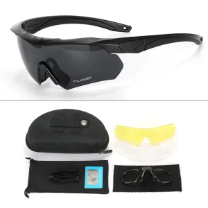 Explosion-Proof Polarized Rimless Goggles with 3 PC Lenses UV400 Shooting Safety Glasses