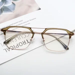 Eyeglasses Frames Fengchao Manufacturer Half Eyebrow Metal Square Optical Frames Eyeglasses Anti Blue Light Glasses for Unisex