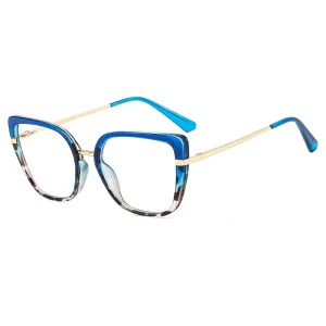 Eyeglasses Frames Quality Blue Light Luxury Square Optical Glasses Metal Women’S Fashion Cat Eye Tr90 Eyeglasses