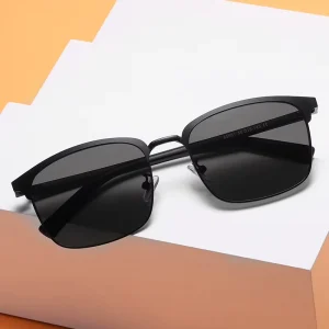 Eyeglasses Metal Frame Sunglasses for Men Women Unisex Nerd Big Head Wide Face UV400 Protection High Quality Semi Rimless Square