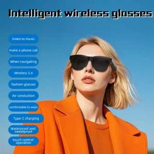 F02 Business Smart Eyewear with Audio Calls, Real-Time Communication, IPX4 Waterproofing, Touch Control, Microphone, Type-C Charging