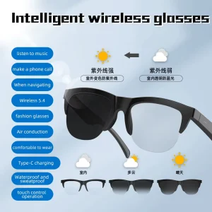 F02 Business Smart Eyewear with Audio Calls, Real-Time Communication, IPX4 Waterproofing, Touch Control, Microphone, Type-C Charging
