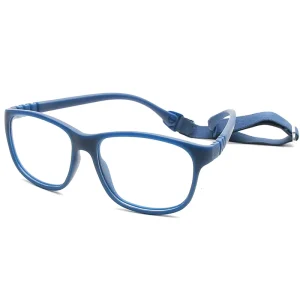 F0235A7 Print Rectangle Soft Rubber Silicone Kids Optical Frames with Cases