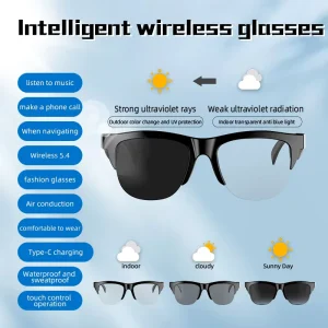 F05 Business Smart Eyewear with Audio Call Real-Time IPX4 Waterproof Touch Control Microphone Type-C Charging AI Glasses