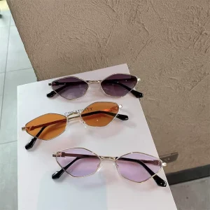 FF5761 Metal Flame Sunglasses with UV Protection and Diamond Detail, Unisex
