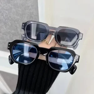 Faceory New Square Sunglasses Women Fashion Clear Ocean Lens Eyewear UV400 Fashion Men Rivets Punk Sun Glasses