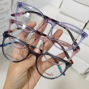 Factory Acetate Full-Frame Colorful Laminated Unisex Eyeglasses