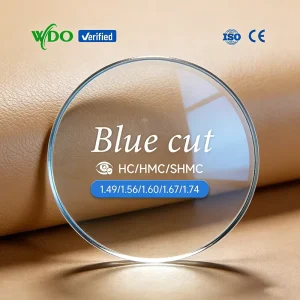 Factory CR39 Two-piece UV420 1.56 Blue Cut No Base Color Optical Glass Lenses 75mm Diameter Eyeglasses