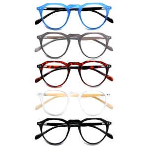 Factory Custom Colorful Round Anti-Blue Light Reading Glasses for Women with Transparent Lenses, 1.75-3.25