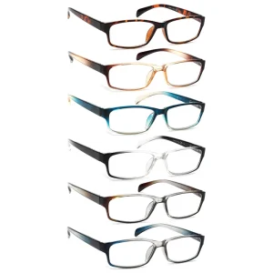 Factory Custom Fashion High Quality Men’s Rectangle Reading Glasses With Spring Hinges Anti Blue Light Transparent Lenses