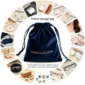 Factory Custom Logo Velvet Drawstring Jewelry Storage Pouch