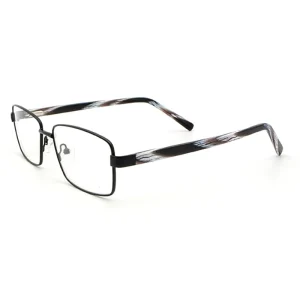 Factory Custom Men’s Anti Blue Light Reading Glasses Slim Square Metal Eyeglasses for Computer Use