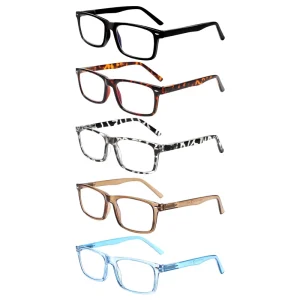 Factory Custom Retro Multicolor Rectangle Anti-Blue-Light Reading Glasses Spring Hinge Women Men