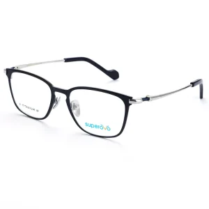 Factory Custom Slim Square Titanium Eyeglasses Gold Printed Pattern Reading Glasses Gray Blue