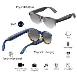 Factory Custom Smart Camera Glasses First-Person View Video Recording Eyewear for Cycling Hiking and Daily Capture