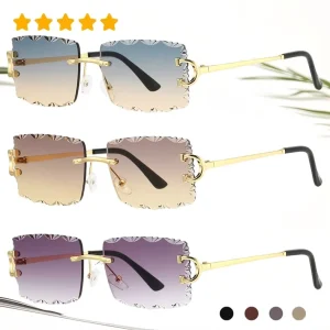 Factory Diamond-Cut Rimless Sunglasses for Men and Women