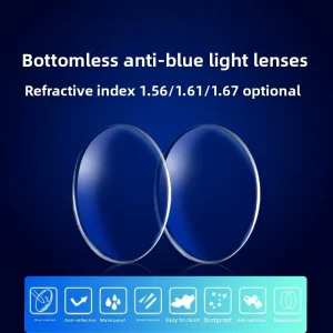 Factory Direct Aspheric Blue Light Anti Radiation Blocking Lenses No Optical Center 1.56 1.61 Refractive Index For Myopia