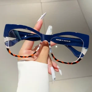 Factory Direct Color-Blocked Cat-Eye Optical Frames for Women’s Eyeglasses