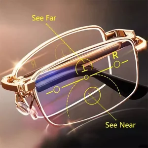 Factory Direct Folding Portable Progressive Multifocal Men’s Anti-Blue Light Reading Glasses