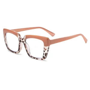 Factory Large-Frame Square Anti-Blue Light Reading Glasses with Spring Temples and Transparent Lenses
