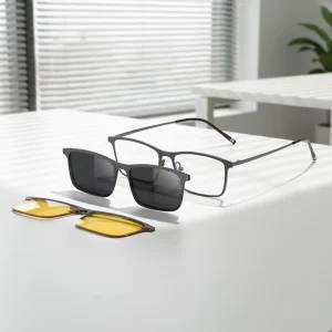 Factory New Design TAC Polarized Sunglasses with Mirror Night Vision Lens Metal Clip-on Eyeglasses