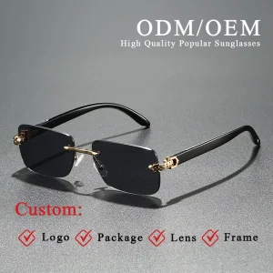 Factory New Vintage Rimless Sunglasses for Women Men in Stock Small Square High End Metal Frame UV Lens