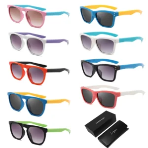 Factory Plastic UV400 Square Frame Kids Sunglasses for Girls and Boys