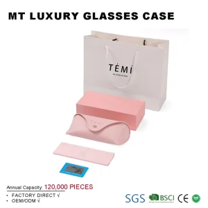 Factory Price Custom Logo Pink PU Leather Sunglasses Case, Packaging Box Set